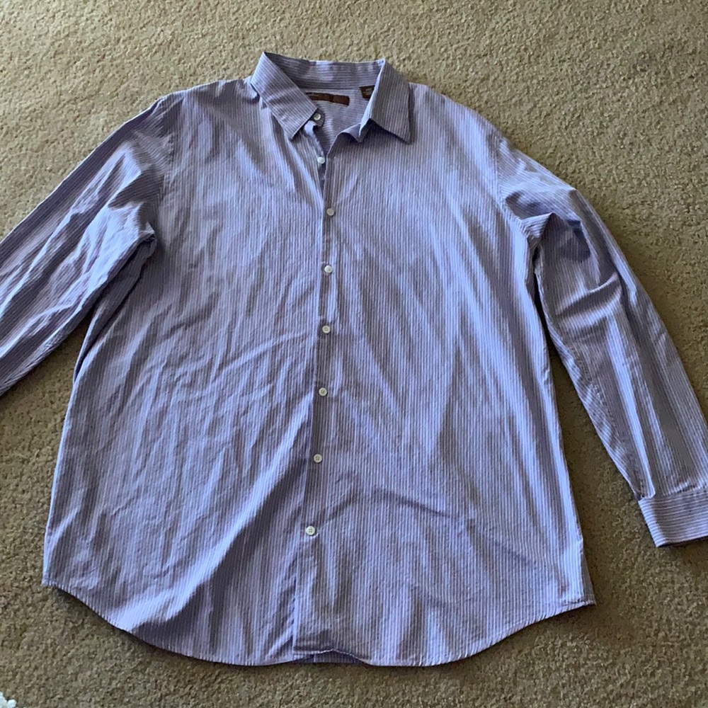 PerryEllis Lavender Stripped Button Down Shirt